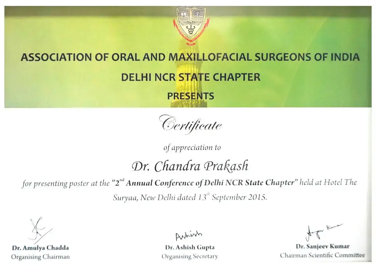 Association of Oral & Maxillofacial Surgeons of India - Certificate