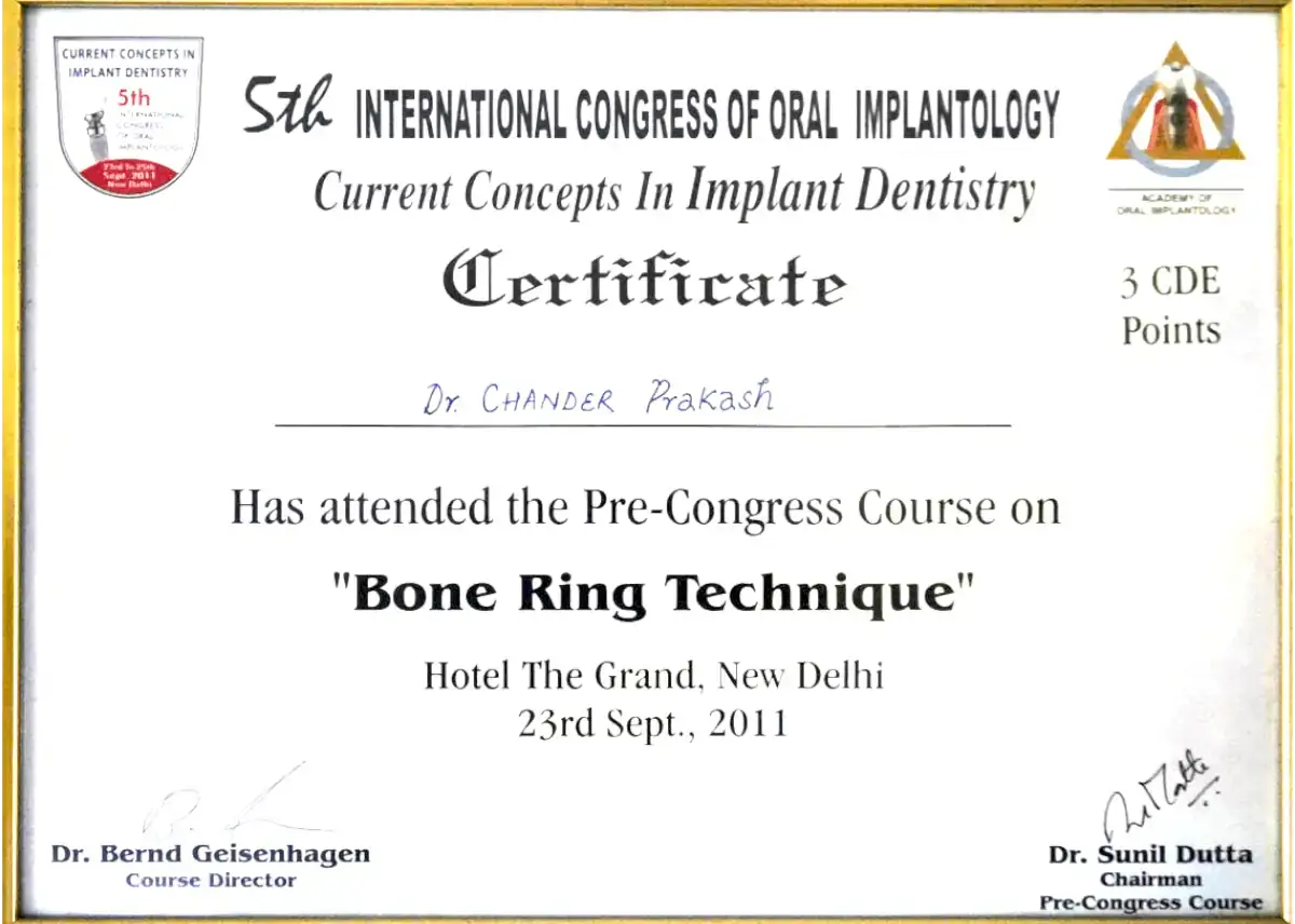 Bone Ring Technique - Certificate