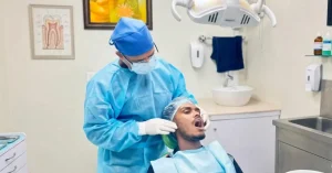Dr. Kreative Dental’s TMJ specialist treating a patient for jaw pain and orofacial pain in a clinical setting.