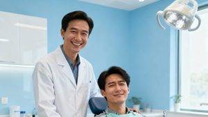 Certified TMJ & Orofacial Pain specialist with patient at Kreative Dental clinic in Gurgaon.